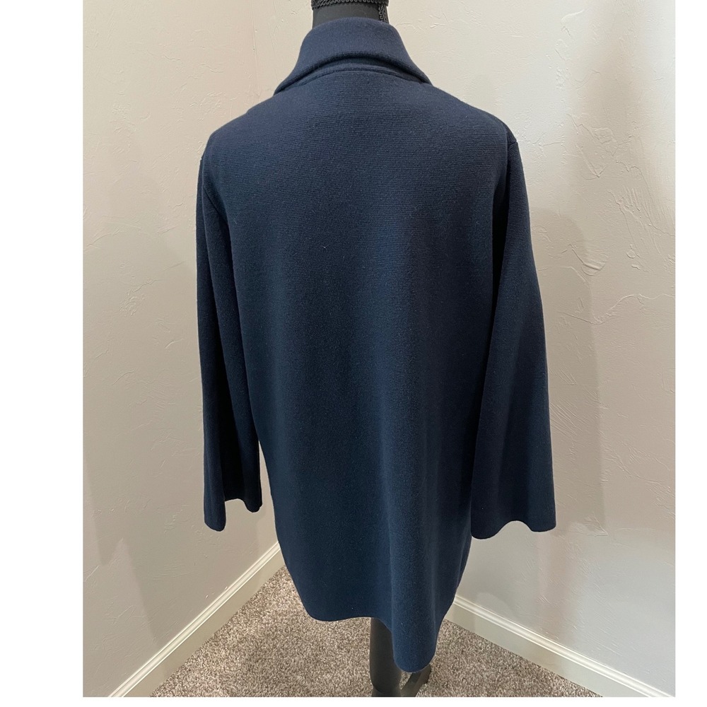 J.Crew Womens Navy Blue Merino Wool Blend Open Front Sweater Blazer Jacket L - Picture 2 of 6